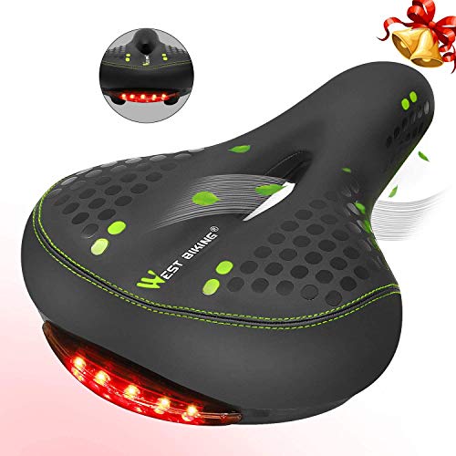West Biking Black Gel Bike Seat, Bicycle Saddles Cushion Dual Spring Designed Memory