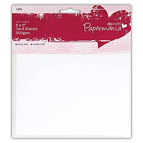 Papermania 6 x 6-inch 300 GSM Card Blanks and Envelopes, Pack of 10, White Cover