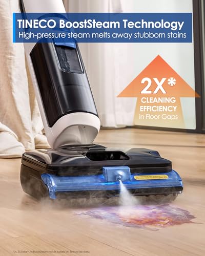 Image of Tineco Corded 3-in-1 Wet Dry Vacuum Mop with Steam Function, FLOOR ONE S6 Stretch Steam, Tineco BoostSteam, 320℉ High-temp Steam Cleaning, 180 Lay-Flat, Anti-Tangle Design, One-Touch Self-Cleaning
