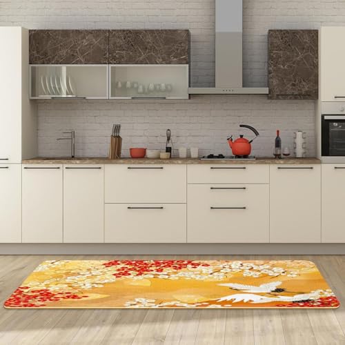 Alfombrilla de cocina VAPOKF de diseño floral con acabado textil lavable premium 3