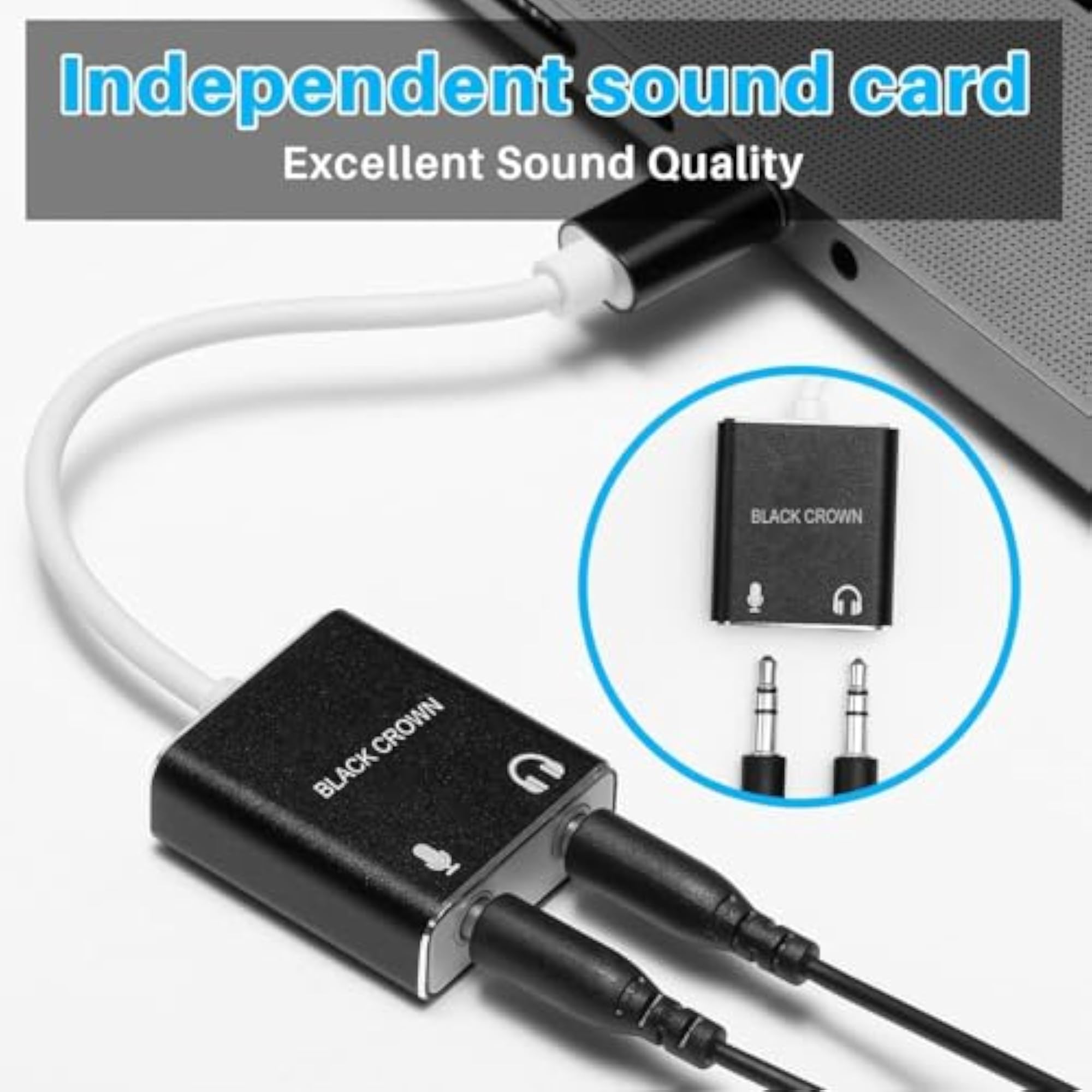 USB C External Sound Card, Type to 3.5mm Jack Audio DAC Adapter