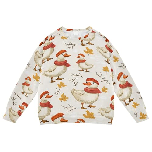 JUNZAN Autumn Fall Duck Orange Scarves Little Boys Sweatshirts Hoodies Crewneck Kids Pullover Hoodie Athletic 4T