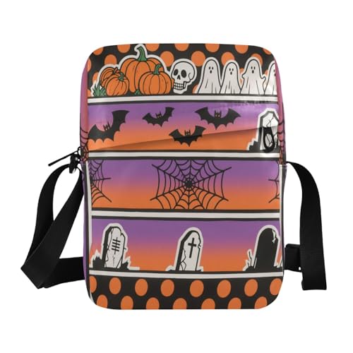 small messenger bag for women men shoulder bag Shoulder Handbags Adjustable Strap for Casual Casual- Halloween Sticker Stripes