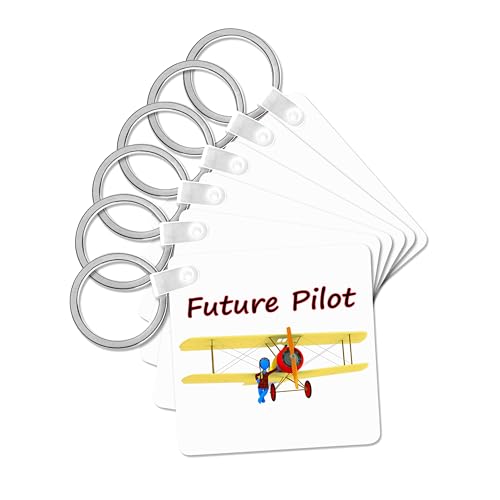 3dRose, A cute Future Pilot for any kid who dreams of flying airplanes., set of 6 Key Chains