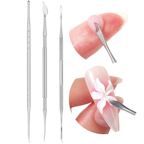 Image of SAVILAND Nail Art Sculpture Pen: 3PCS Sculpting Nail Art Tools Solid Builder Gels Dual-Head 3D Gel Pen Nails Dotting Tool 3D Sculpting Gel Nails Art Design Tools for Salon Home DIY