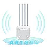 WAVLINK Outdoor WiFi 6 Extender AX1800 High Power Outdoor Weatherproof WiFi Range Extender Access Point with Passive/Active POE, Dual Band 2.4GHz+5GHz, 4x8dBi Detachable Antenna