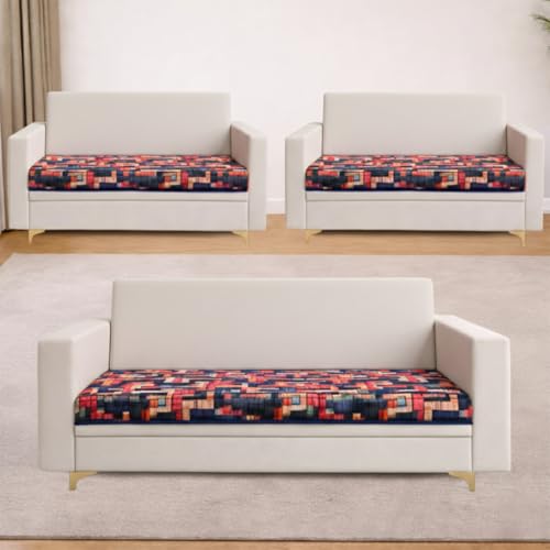 Image of Homerz Premium 7 (3+2+2) Seater Velvet Sofa Panel Cover with Digital Prints | Anti-Slip Backing (Rangeen, 7 (3+2+2) Seater)