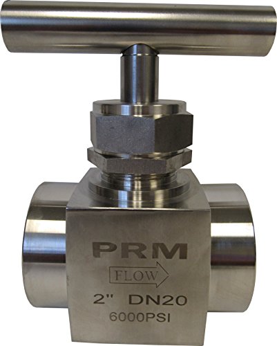 PRM 2 Inch Needle Valve, 304 Stainless Steel, NPT, 6000 PSI, ASME Class 2500, PTFE Packing, T-Design Handle, Temperature Range -65°F to 450°F for Precision Flow Control in Industrial Systems