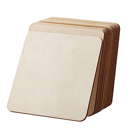 Dischi di legno, 20 Pezzi di Dischi di legno Quadrati, per Decorazione, Sottobicchieri, Artigianato, Pittura, fai da te, 10x10 cm