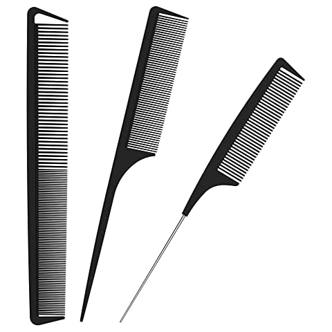 Hair Comb Rat Tail Comb,Combs for Women,Hairdressing Comb,Fine Tooth Comb,3 Pieces Tail Combs Set Cover