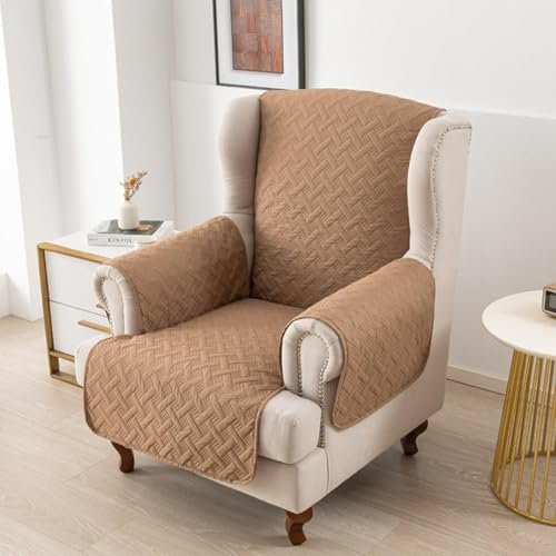 Funda Impermeable 5 Capas para Sofá y Sillón Relax 1 Plaza,Antideslizante con Puntos Silicona,Acolchada Protector para Mascotas Perros Gatos,Lavable(Khaki)