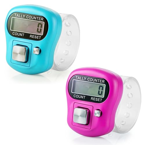 Image of GLUN Pack of 2 Finger Shops Footprint Counter, 5-Digit Counting LCD Display Device, Ring Electronic Digital Finger Counter for Steps & Various Counting Use (Random Colour)