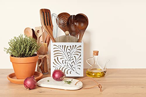 AHUONEL 360° Rotating Wooden Utensil Holder Countertop Organizer 5.5"x6.3" by AHUONEL - Used condition - Image 2