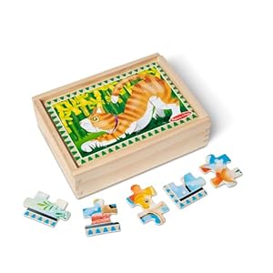 Melissa & Doug Pets 4-in-1 Wooden Jigsaw Puzzles in a Storage Box (48 pcs) – FSC Certified