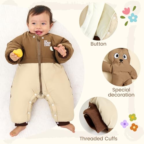 JiAmy Infant Snowsuit Toddler Baby Winter Clothes with Zippers Detachable Hat Warm Baby Girl Boy Coat4