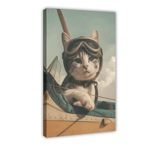 Toile chat gris et blanc pour habiller un mur vide de salon chambre