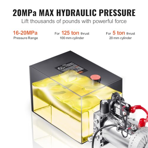 Vevor Hydraulic Power Unit 8 Quart Hydraulic Pump Dump Truck Single Acting Hydraulic Power Unit Hydraulic Dump Trailer Pump 12V DC (Steel, 8 Quart/Single Acting): Industrial & Scientific - Thumbnail 3