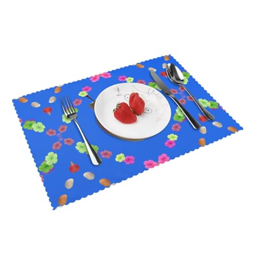 Lot de 4 sets de table en PVC tissé Smiley jaune poire, lavables, antidérapants, résistants à...