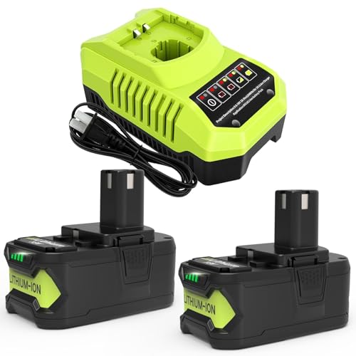 2-Pack 18V 8000mAh P108 Replacement for Ryobi 18V Battery and P117 Charger Compatible with Ryobi 18 Volt Lithium Battery P102 P103 P104 P105 P107 P109 P108 P190 P122 Cordless Power Tools (Multi)