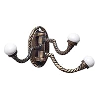 Indian Shelf Swivel Wall Hooks | 3 Prong Foldable Iron Ceramic Hooks | Vintage Towel & Coat Hooks | Tri Arm Antique Wall Hangers | Unique Folding Robe Hooks for Home Decor