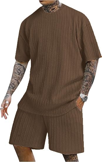 Image of Zilcon Men's 2 Pieces Outfits Casual Quarter Zip Polo Shirt and Shorts Set Athletic Jogging Summer Tracksuit