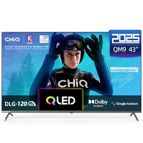 CHiQ U43QM9G,Smart TV 43 Inch,Google QLED TV met HDR,Google TV,Metal Frameless,Dolby Audio