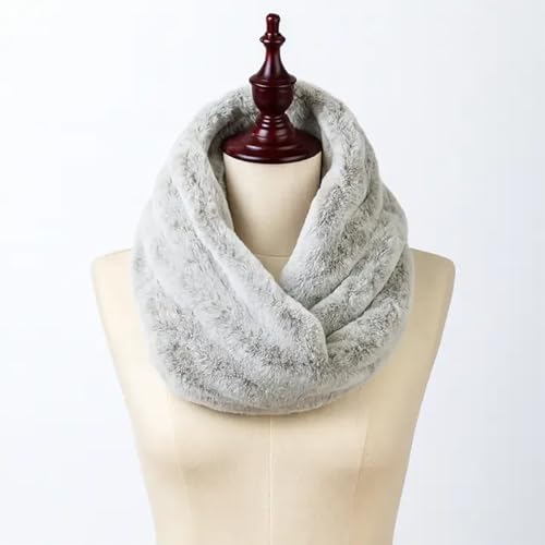 stylesilove Women Ultra Soft and Warm Striped Faux Fur Infinity Scarf3