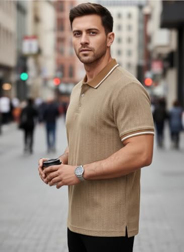 Image of Mack Jonney Men's Premium Jacquard Polo T-Shirt | Short Sleeve Soft Knit Fabric | Stylish Casual & Smart Wear Polo-M6907