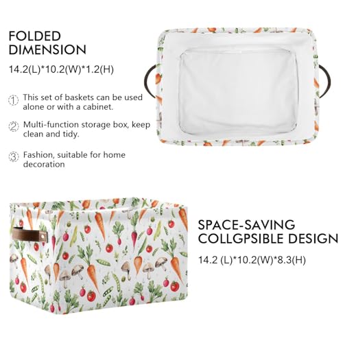 Image of Aslsiy Storage Basket Vegetables Garden-2 Nursery Bins Baby Canvas Box Clothes Shelf Basket Laundry Hampers 2 Pcs