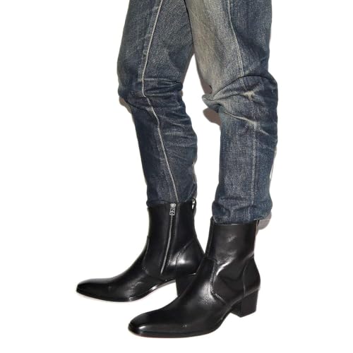Osstone OSS-VF1088-US Dress Boot For Men Leather Chukka Designer Boots Casual Heel Shoes Zipper-Up Vf1088-Black-Us 11 thumb #8