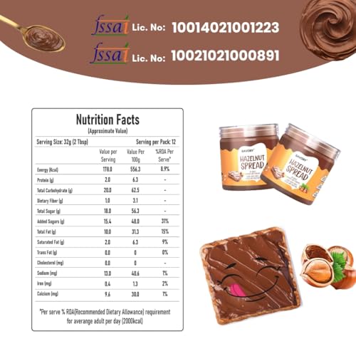 Image of Savory Chocolate Hazelnut Spread (400g) | Smooth, Creamy & Delicious | Made with Finest Cocoa & Hazelnuts | No Added Colors & Flavors | Ready to Eat | Chocolate Spread