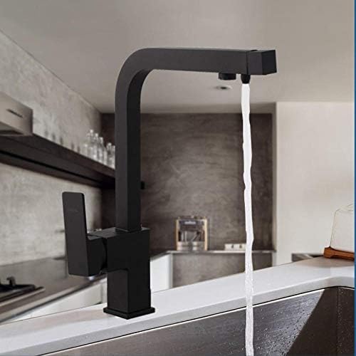 Mitigeur évier cuisine noir rotatif 360 eau purifiée