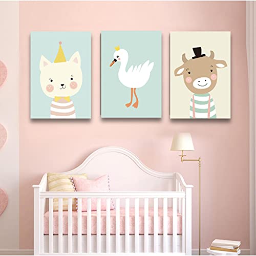 Leuke Baby Dier Foto's Prints voor Kwekerij Muur Decor Meisjes Slaapkamer Speelkamer Decoraties koe kat Ingelijst - Afbeelding 3