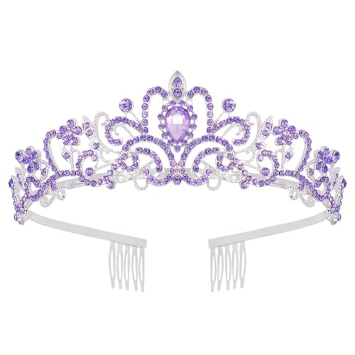 Tiara Crown for Women, Headband Hair Accessories for Birthday Wedding Party Costume Purple