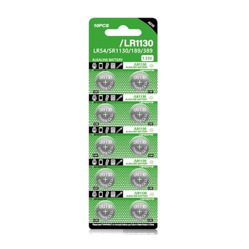 Chenxi Studio 10 pilas de botón LR1130 de 1,5 V, fuente de alimentación alcalina estable para dispositivos y accesorios, reemplaza AG10/LR54/189/389