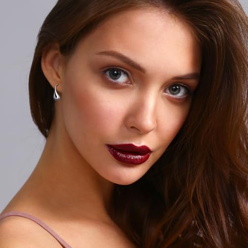 Small Teardrop Pull Through Earrings Sterling Silver Earrings Hypoallergenic Drop Dangle Earrings Threader Earrings Open Earrings for Women3