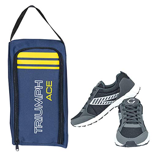 Image of Gowin Nx-2 Black /Grey Size-6 with Triumph Shoe Carry Bag Ace Kb-802 Navy /Yellow