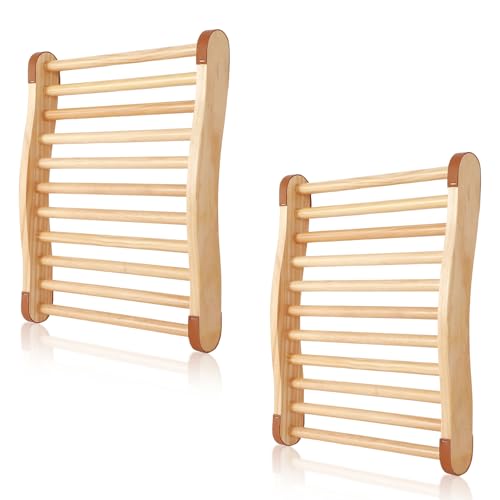 FAHKNS 2PCS Sauna backrest Infrare, Sauna Backrest Sauna Accessoriesd, S-Shaped Barrel Sauna Backrest with Wooden Slip-Resistant Comfortable for Any Barrel or Infrared Sauna