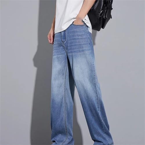 Men's Spring Fall Jeans – Loose Wide-Leg Retro Blue Denim Pants, Street Casual Thin Trousers4