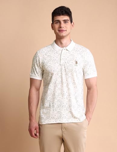 Image of U.S. Polo ASSN. Printed Polo T Shirts for Men - 100% Cotton, Half Sleeves Mens Tshirt