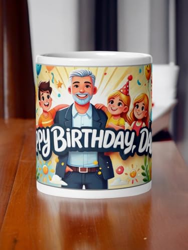 Image of Better Gift Flowers Happy Birthday Dad Customized Mug, Round Shaped Multicolor Themed Coffee Mugs, Mug for Gifting, Gifting Items for Family, Friends & Closed Ones