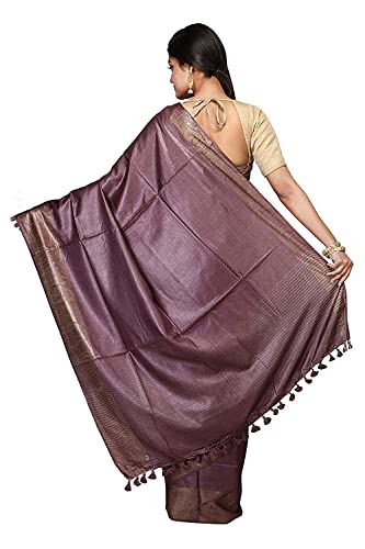 Generic brown tussar silk saree in tussar silk – image 3