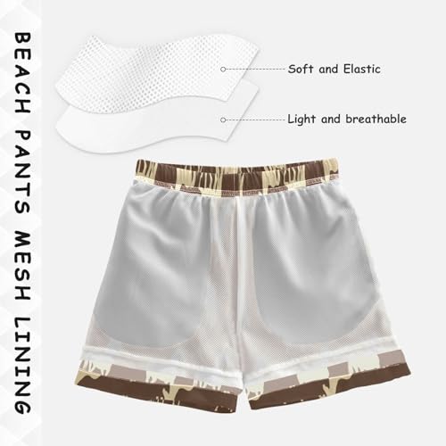 Boys Trunks, Toddler Swim Trunk 2t, Silhouettes Horses Brown4