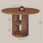 MAHANCRIS 43.3" Round Dining Table with Storage Shelf for 4, Circle Kitchen Dinner Table with Thick Tabletop, Circle Nook Table for Kitchen & Dining Room, Walnut DTWA11001