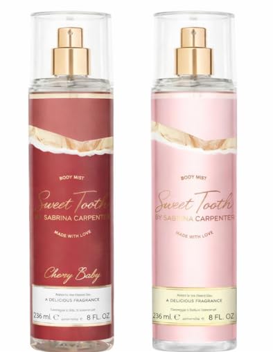 Sabrina Carpenter Cherry Baby & Sweet Tooth Body Spray Set for Women – 2 Pack, 8 oz Each