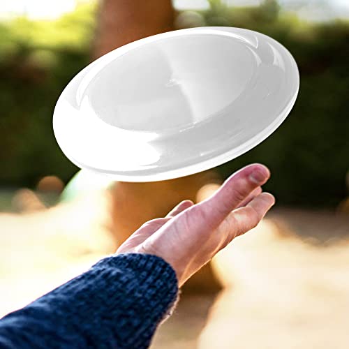 DISCOUNT PROMOS Frisbees 9.25 inch. Set of 10, Bulk Pack - Fun Outdoor Games for Adults and Family - White