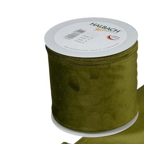 FloristryWarehouse Green Christmas Velvet Fabric Ribbon 100mm (4") Wide on 8m roll Wired Edge