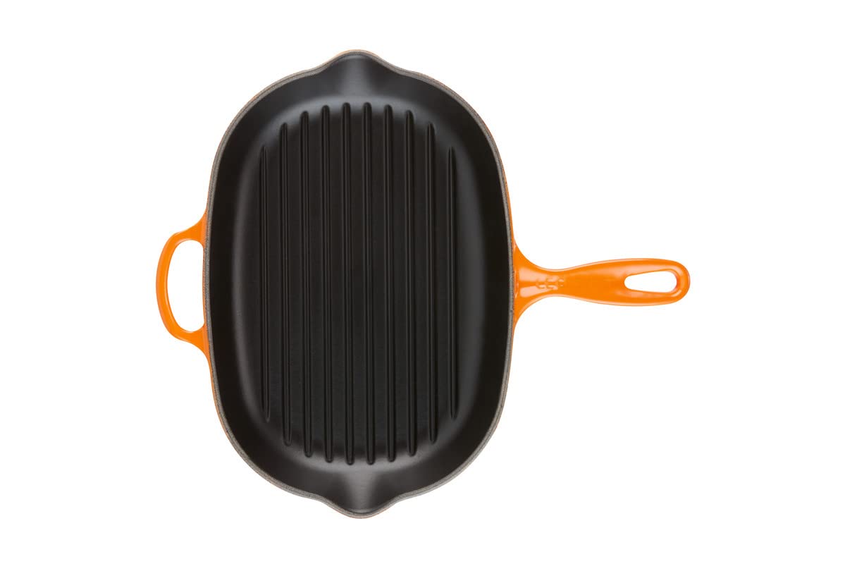 LE CREUSET Bistecchiera skillet ovale Evolution in ghisa vetrificata, diameter 32 cm, Arancio, 20194320900422