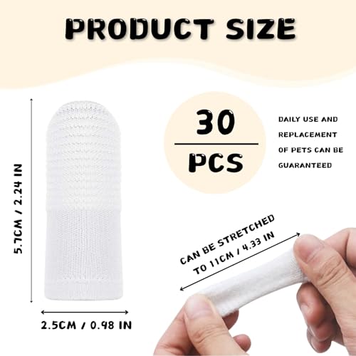 KEYRI 30 Stück Fingerförmige Hundezahnbürste 360° Pets Zähne Reinigung Zahnpflege Zahnreinigung Anti-Plaque Haustierzahnbürste Pet Finger Zahnbürste für Hunde (Weiß, Einheitsgröße)