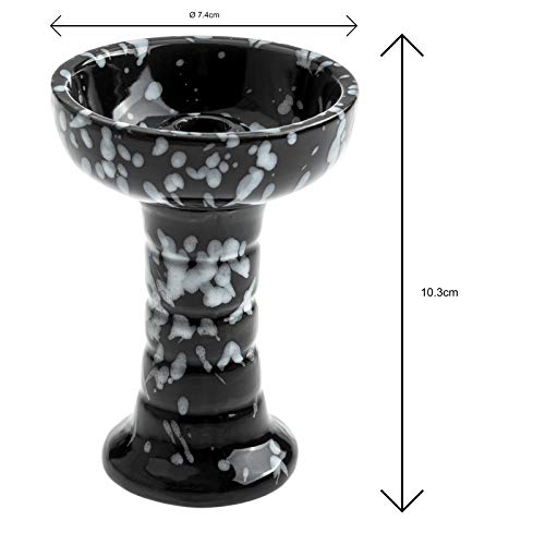 HIBRON Premium Keramik Shisha Phunnel Kopf - perfekt geeignet für Standard-Smokebox - Phunnel Shisha Kopf, Schwarz – Bild 3